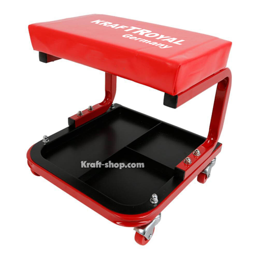 Рработен стол с рафт за инструменти - подвижен стол за автосервиз до 150кг