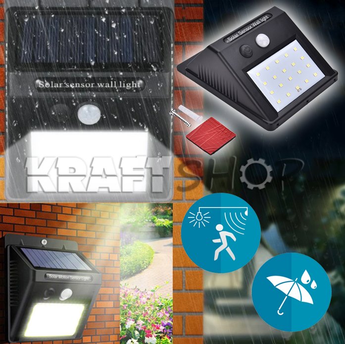 Мощна Соларна LED лампа със сензор 500lm