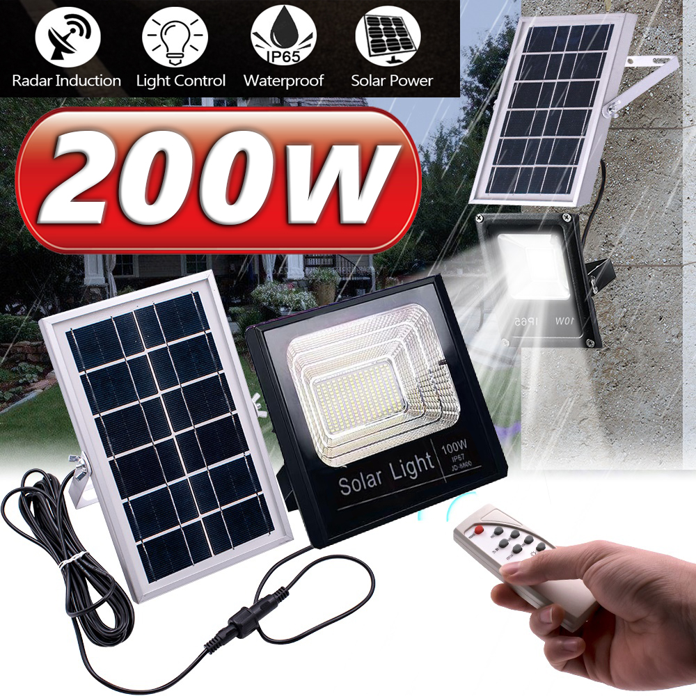LED прожектор с соларен панел и дистанционно управление, 200W