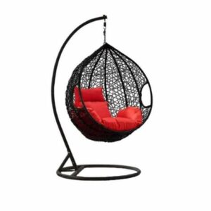 Голяма Водоустойчива Градинска Люлка Черна - Висящ Ратанов Стол 