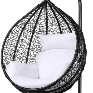 Голяма Водоустойчива Градинска Люлка Черна - Висящ Ратанов Стол 