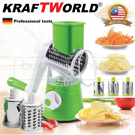 Ръчнo, ротационно ренде-резачка за зеленчуци с въртящи се остриета от неръждаема стомана Tabletop Drum Grater