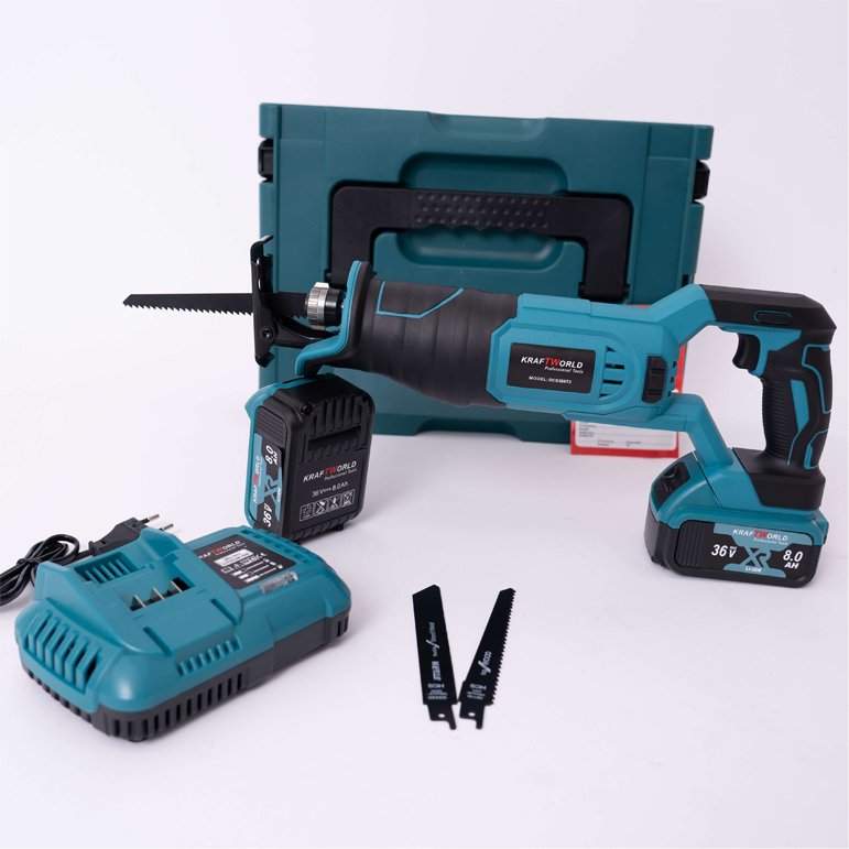 Акумулаторен Саблен Трион KraftWorld 36V 8Ah + ПОДАРЪК 3 ножчета