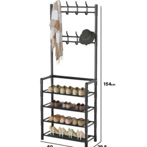 Метална Етажерка Портманто със Закачалки и Рафтове за обувки