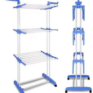 Сушилник за дрехи с 3 нива, колелца и опора за закачалкки