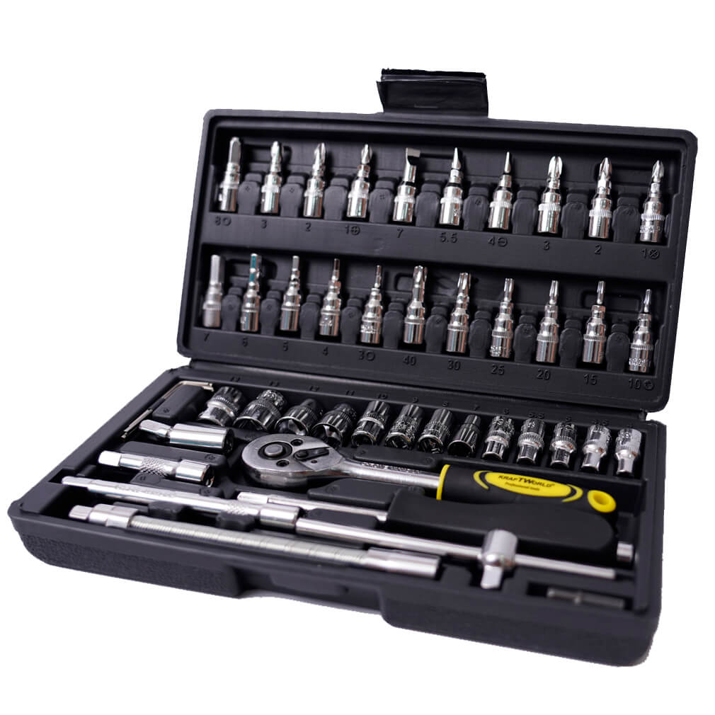 комплект в куфар - гедоре 46 части KraftWorld