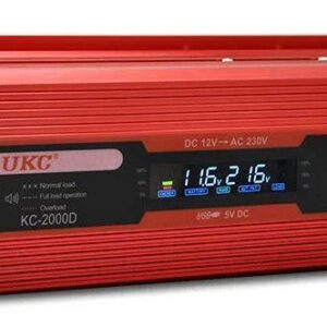 Инвертор на напрежение UKC 12V - 220V, 2000W, LCD дисплей