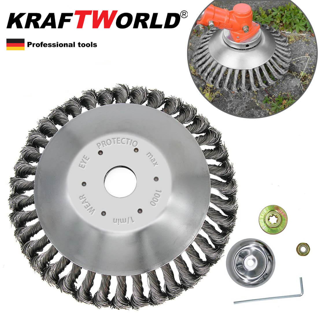 Универсална Телена Четка KraftWorld За Бензинов Тример 6"- 150mm