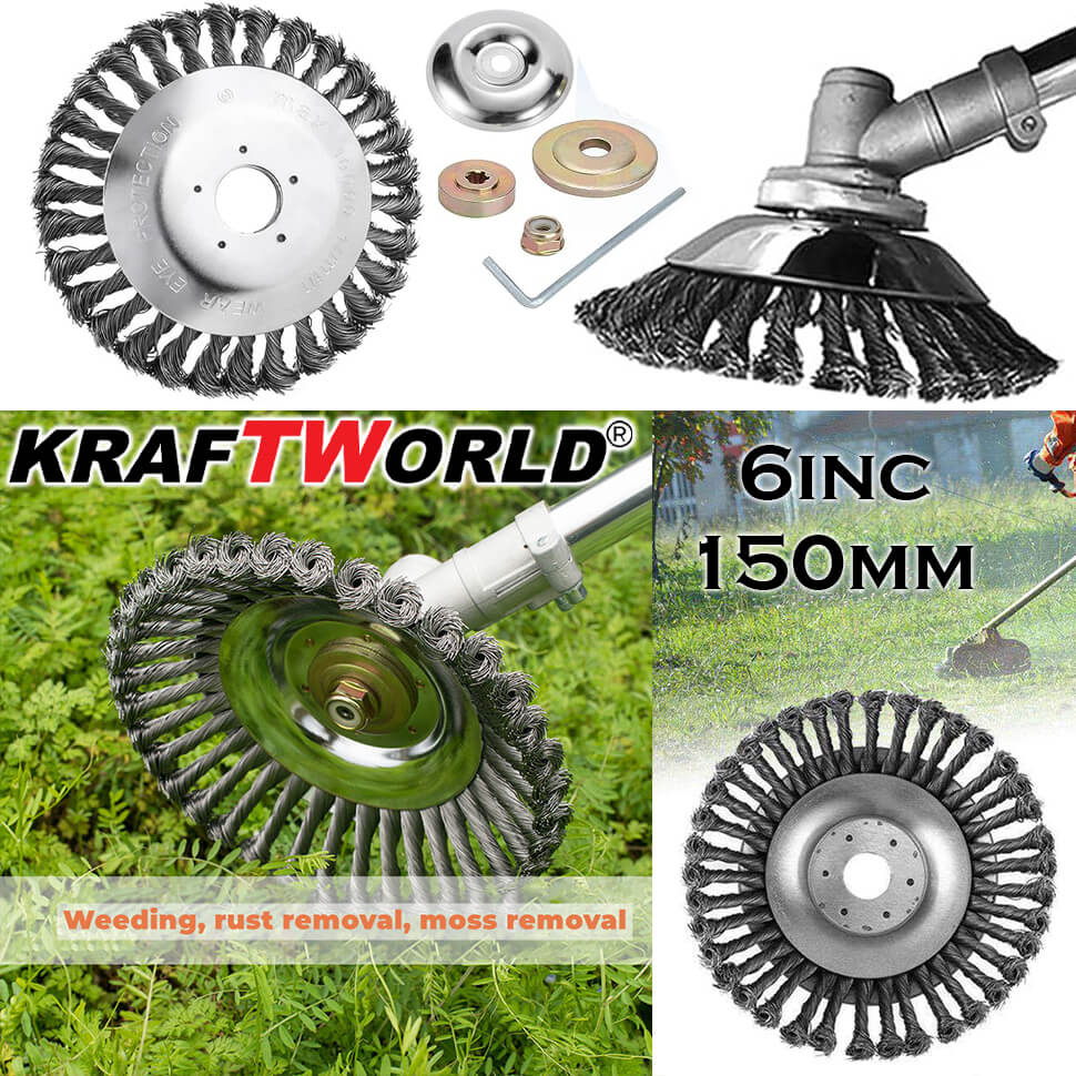 Универсална Телена Четка KraftWorld За Бензинов Тример 6"- 150mm