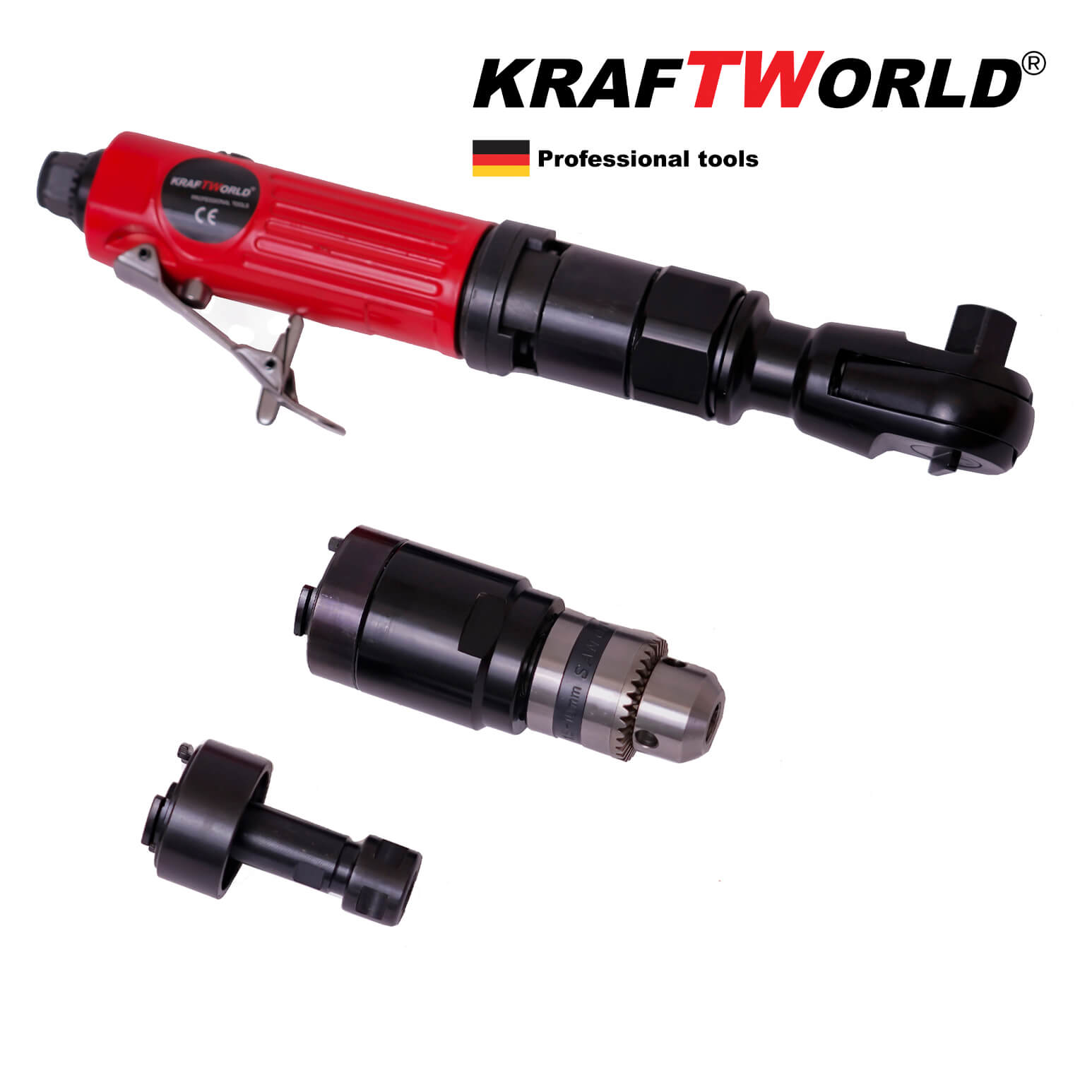 Пневматичен многофункционален инструмент 3 в 1 KraftWOrld  - Тресчотка, Бормашина, Шлифовалка 1/2''