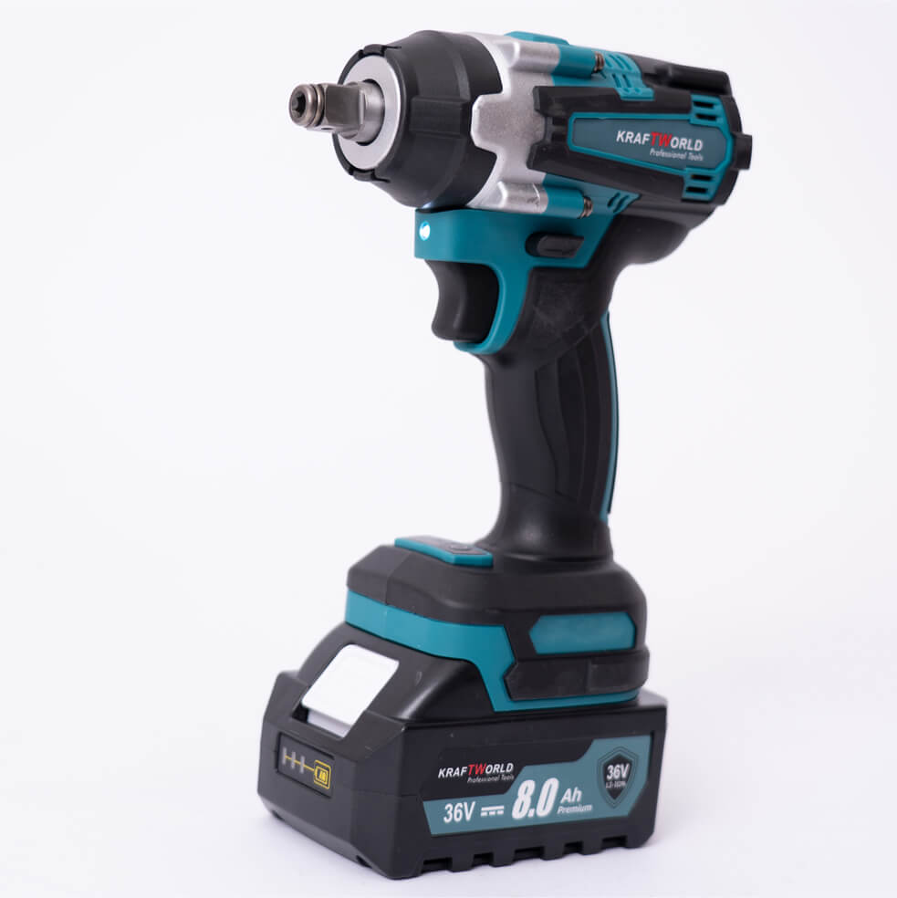 Комбиниран Безчетков акумулаторен ударен гайковерт KraftWorld с 2 батерии 36V 8Ah