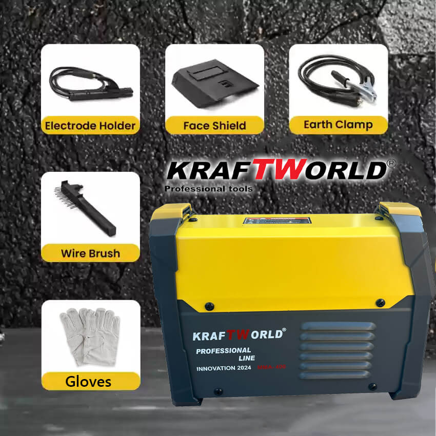 Инверторен Електрожен 400А KraftWorld с Дисплей и Куфар + Подаръци