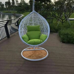 Голяма Градинска Люлка Бяла - Висящ Ратанов Стол с БЯЛ Корпус