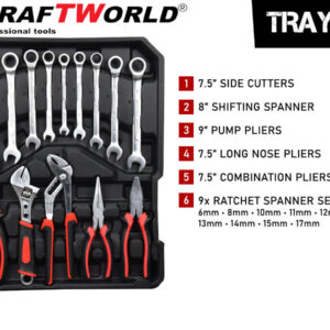 1200 части Куфар с инструменти KraftWorld – тресчотни ключове,тресчотка, клещи, отвертки