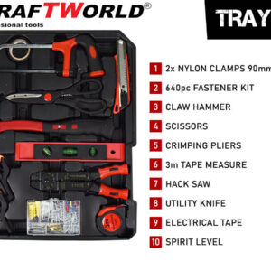 1200 части Куфар с инструменти KraftWorld – тресчотни ключове,тресчотка, клещи, отвертки