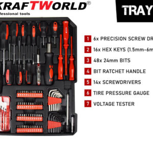 1200 части Куфар с инструменти KraftWorld – тресчотни ключове,тресчотка, клещи, отвертки