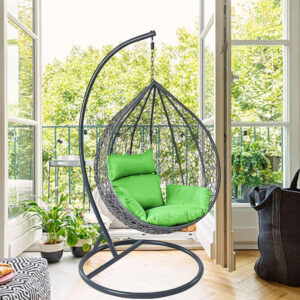 Голяма Водоустойчива Градинска Люлка Сива- Висящ Ратанов Стол 