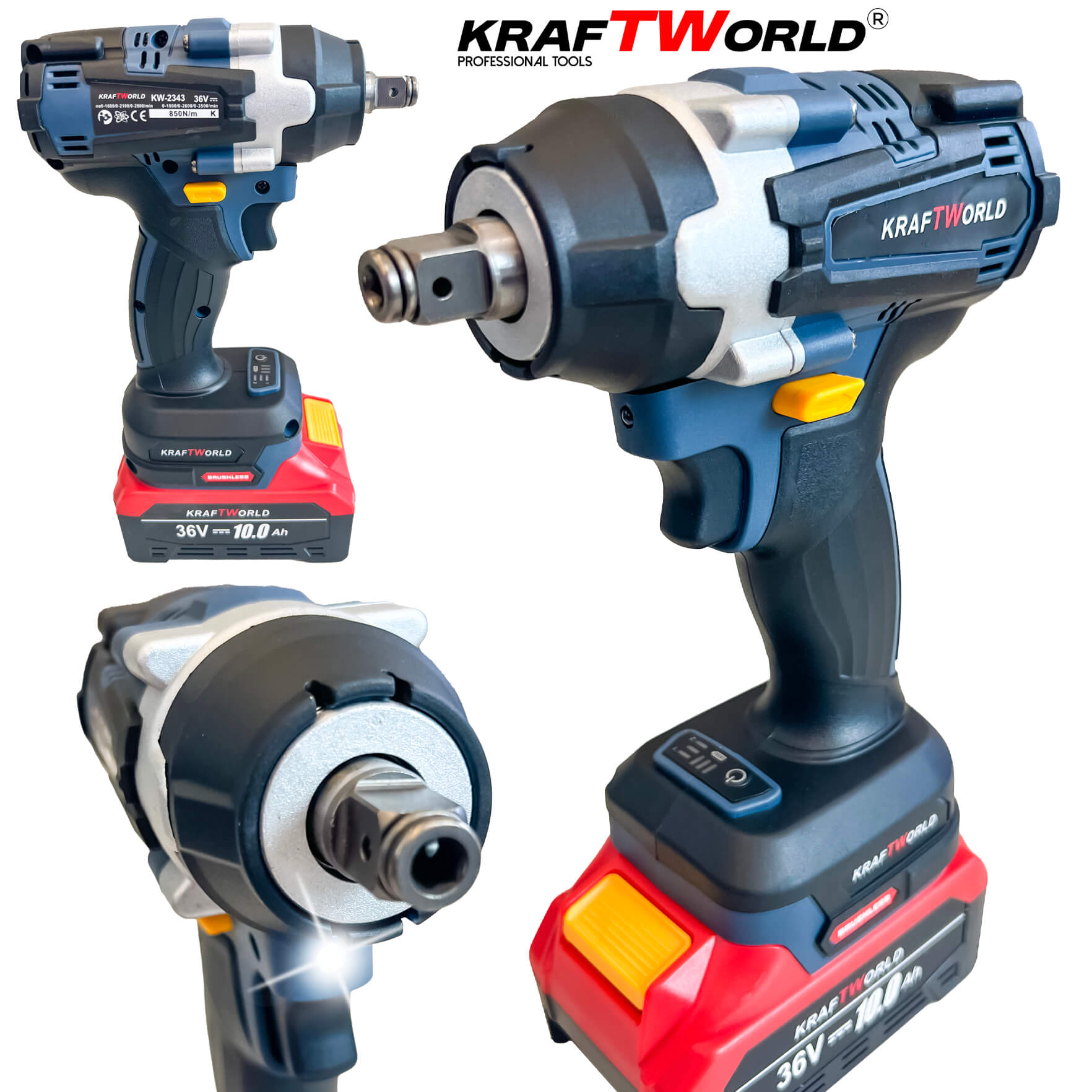 Комплект Акумулаторни Безчеткови Машини 4в1 PowerMax от Kraftworld 24V Ъглошлайф,Гайковерт,Винтоверт и Перфоратор