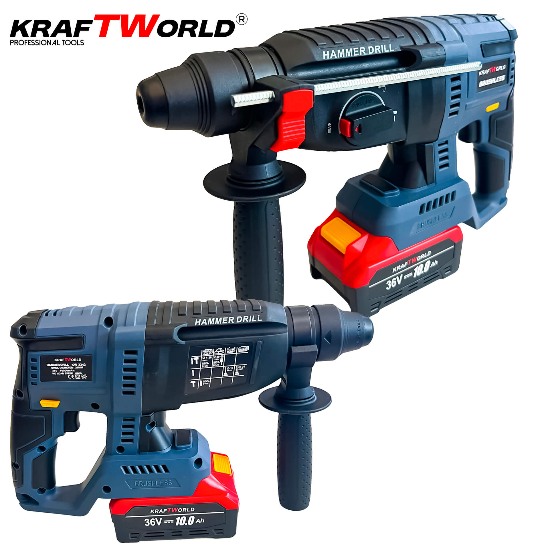 Комплект Акумулаторни Безчеткови Машини 4в1 PowerMax от Kraftworld 24V Ъглошлайф,Гайковерт,Винтоверт и Перфоратор