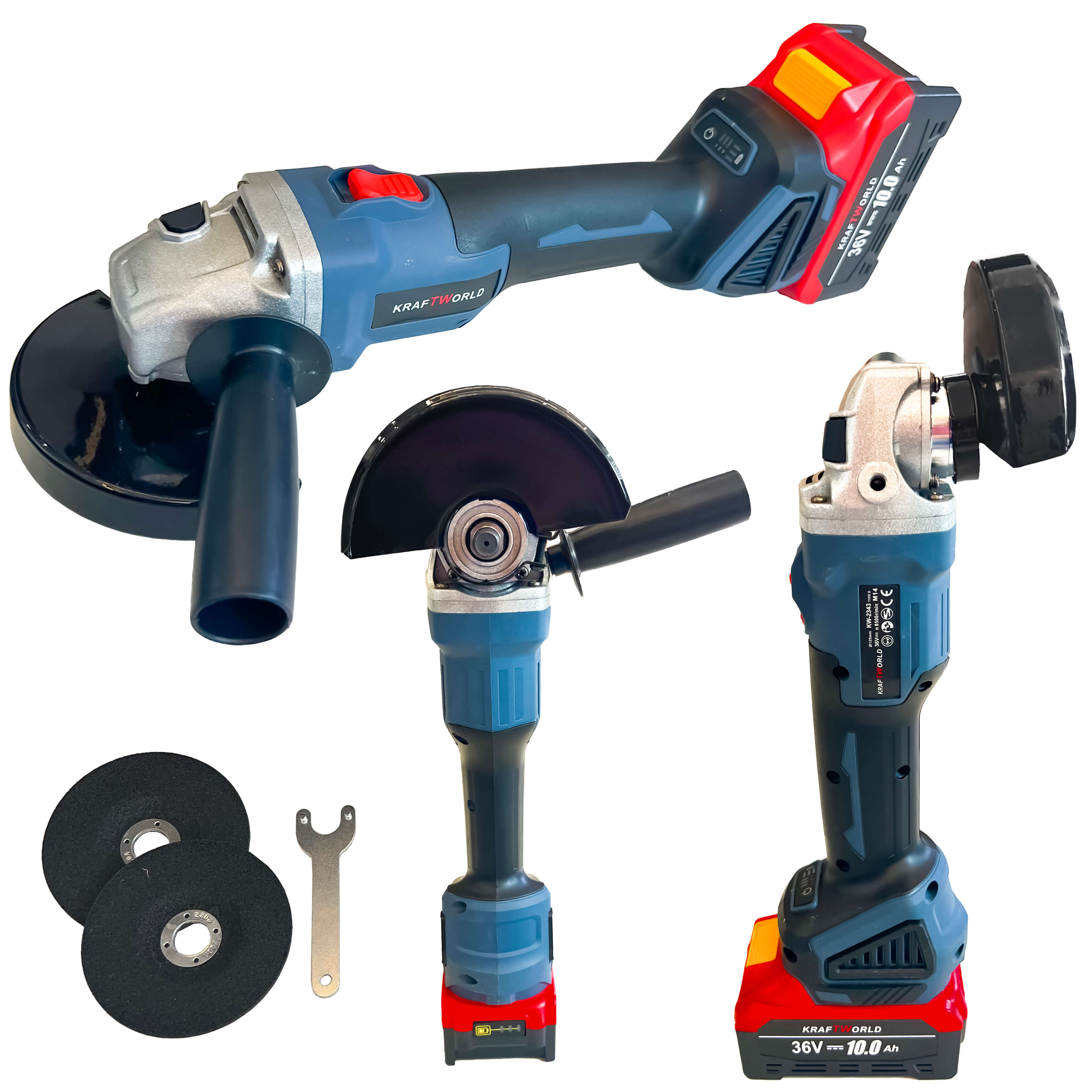 Комплект Акумулаторни Безчеткови Машини 4в1 PowerMax от Kraftworld 24V Ъглошлайф,Гайковерт,Винтоверт и Перфоратор