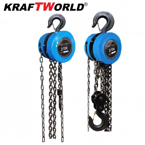 Ръчна лебедка 2t с верига с лостов механизъм KraftWorld 3m въже