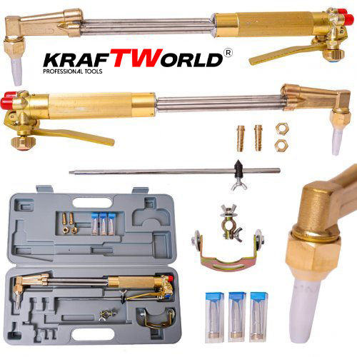 Резак за Газокислородно Рязане KraftWorld 440 mm - Газов резак с пергел и 4 дюзи
