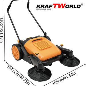 Механична машина за метене KraftWorld с 45л контейнер и 105см ширина