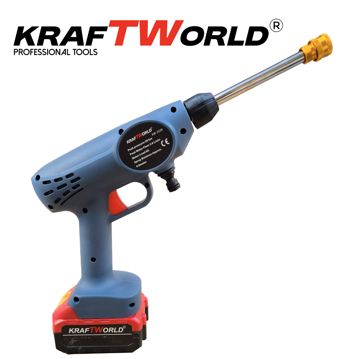 Акумулаторна Водоструйка KraftWorld 24V 3.8 л/мин 26 бара с батерия зарядно и аксесоари
