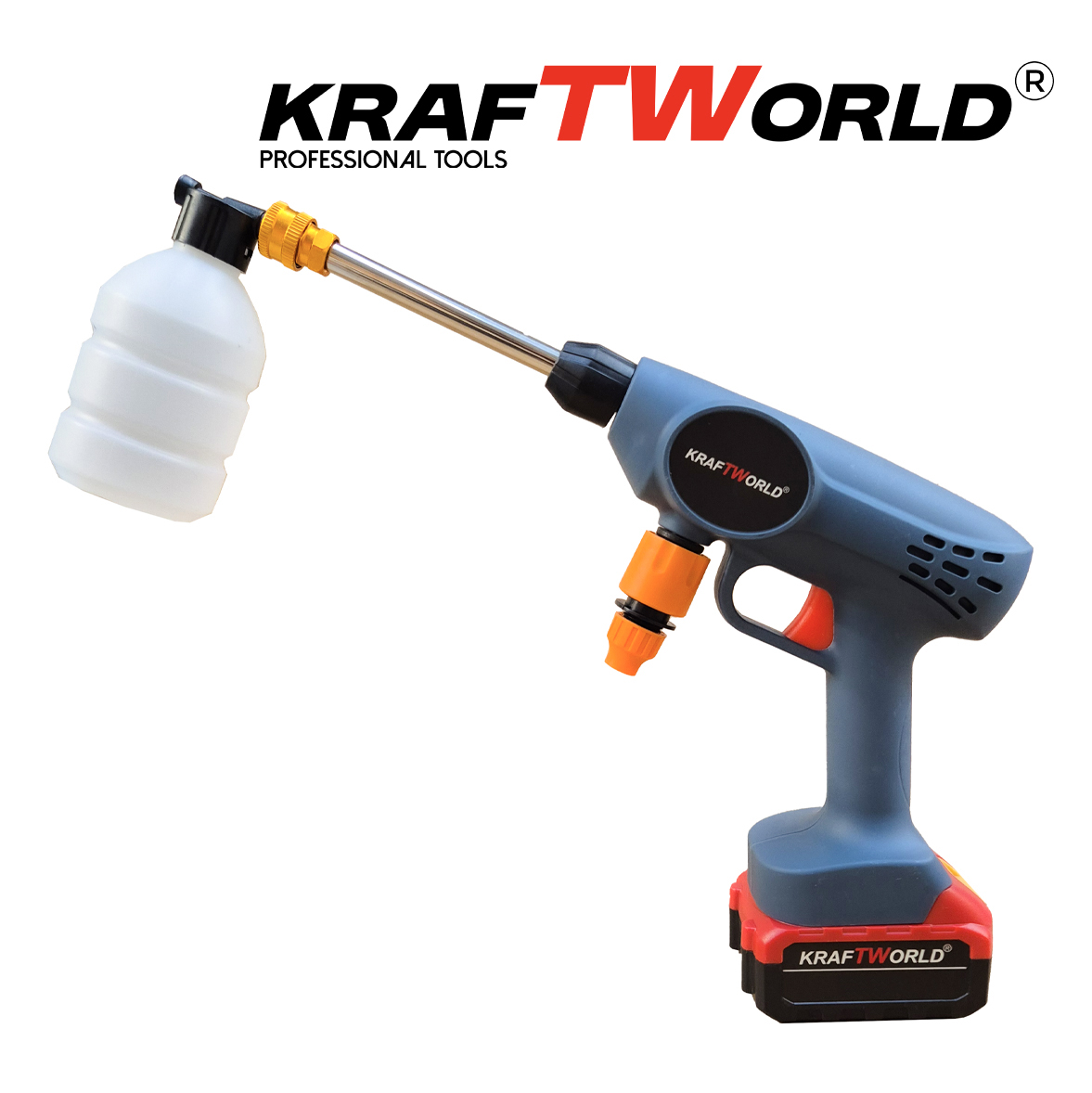 Акумулаторна Водоструйка KraftWorld 24V 3.8 л/мин 26 бара с батерия зарядно и аксесоари