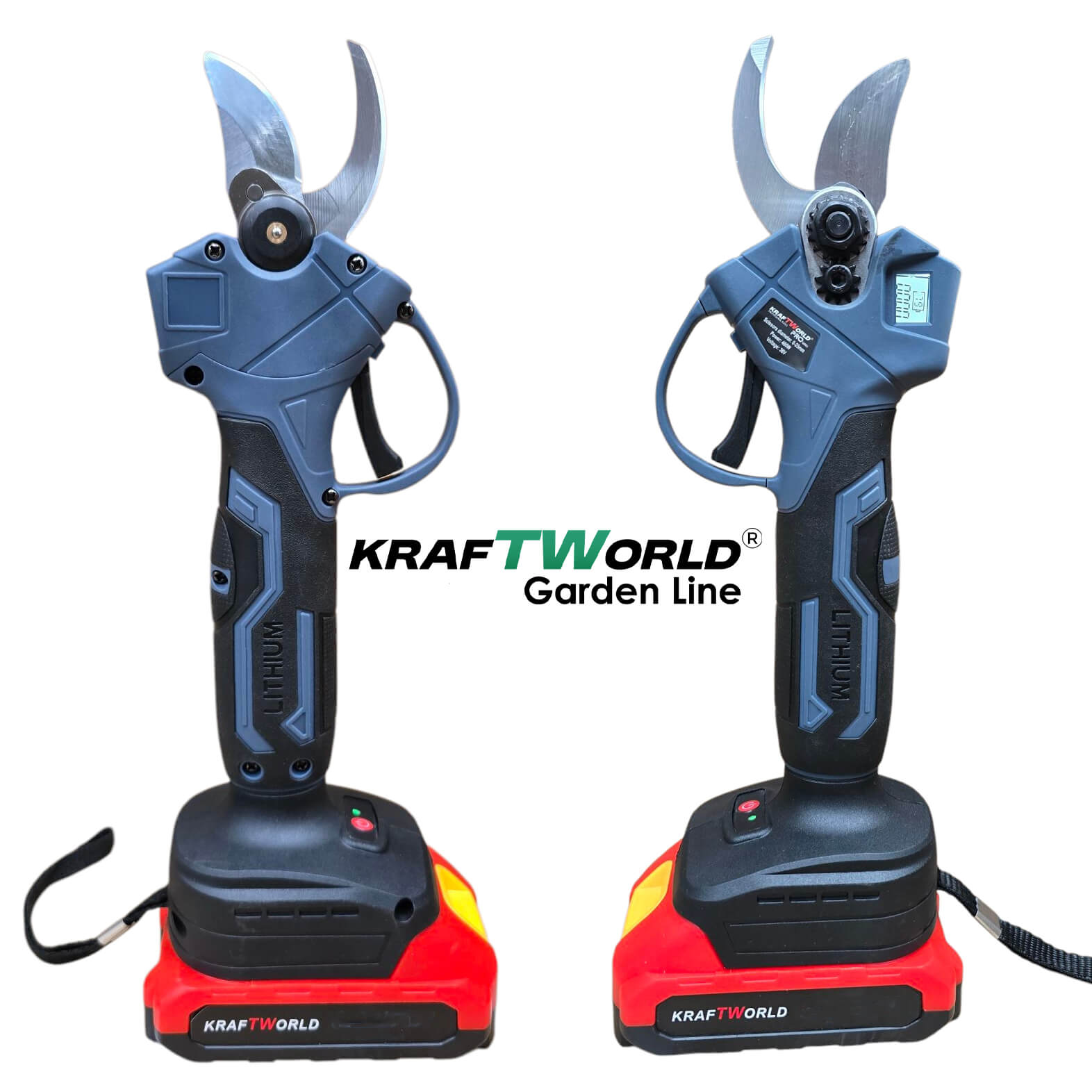 Професионална Акумулаторна Лозарска Ножица с Дисплей и 2 Батерии KraftWorld