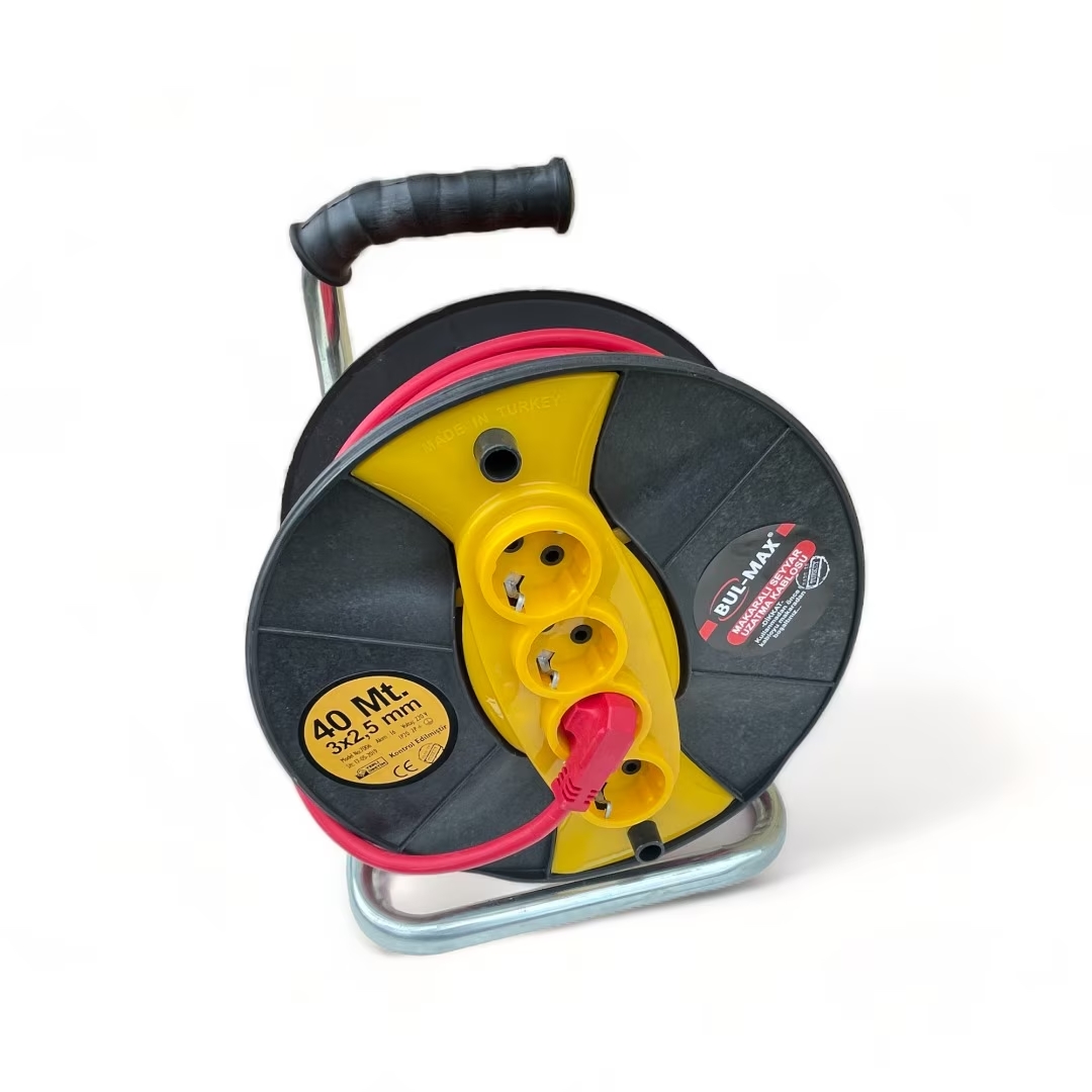 Удължител с макара Bul-Max 20m, 4 гнезда, 3x2,5 mm, транспортна дръжка