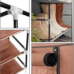 Тексителн шкаф за обувки с 9 рафта – бежово или кафяво покритие