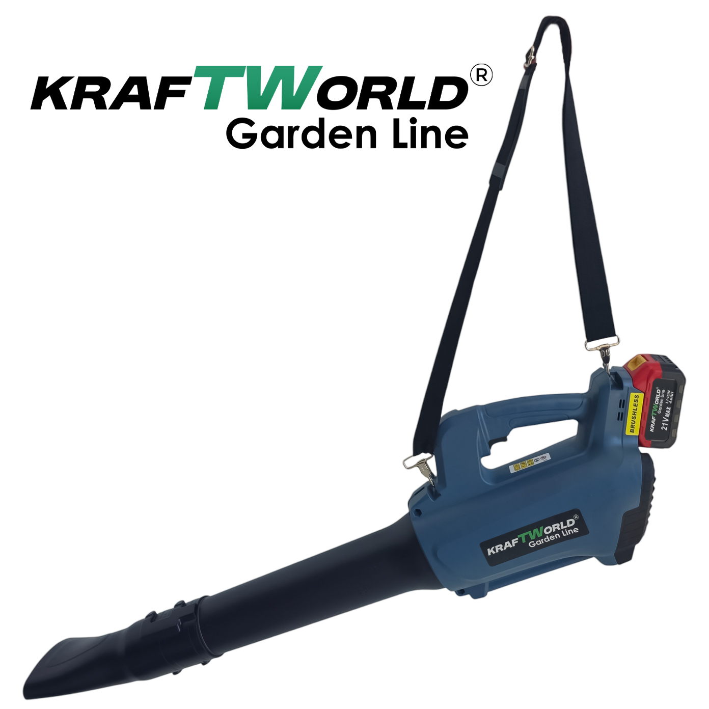 Акумулаторна духалка за листа KraftWorld 21V, до 13 m/min, с 2 батерии