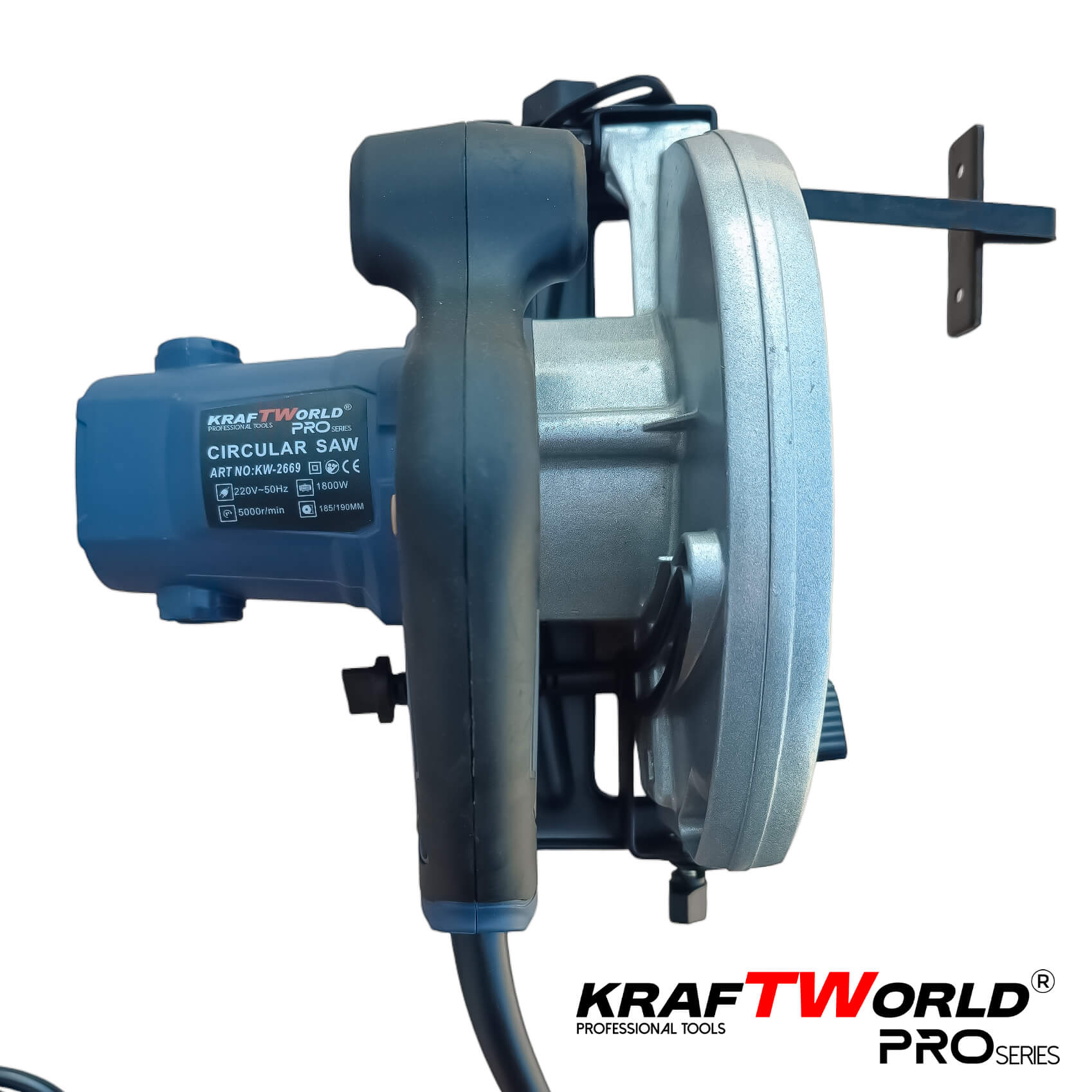 Ръчен Циркуляр за дърво KraftWorld PRO 1600W,диск 190mm, регулируем ъгъл 45°