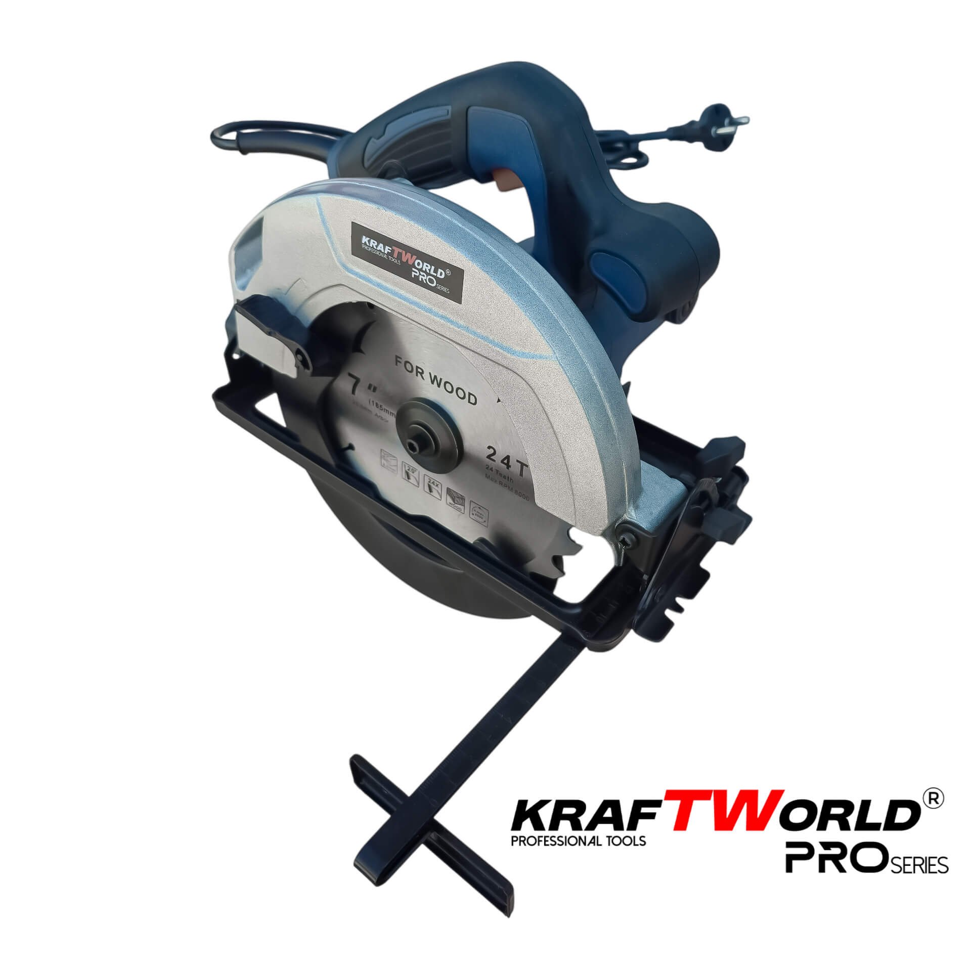 Ръчен Циркуляр за дърво KraftWorld PRO 1600W,диск 190mm, регулируем ъгъл 45°