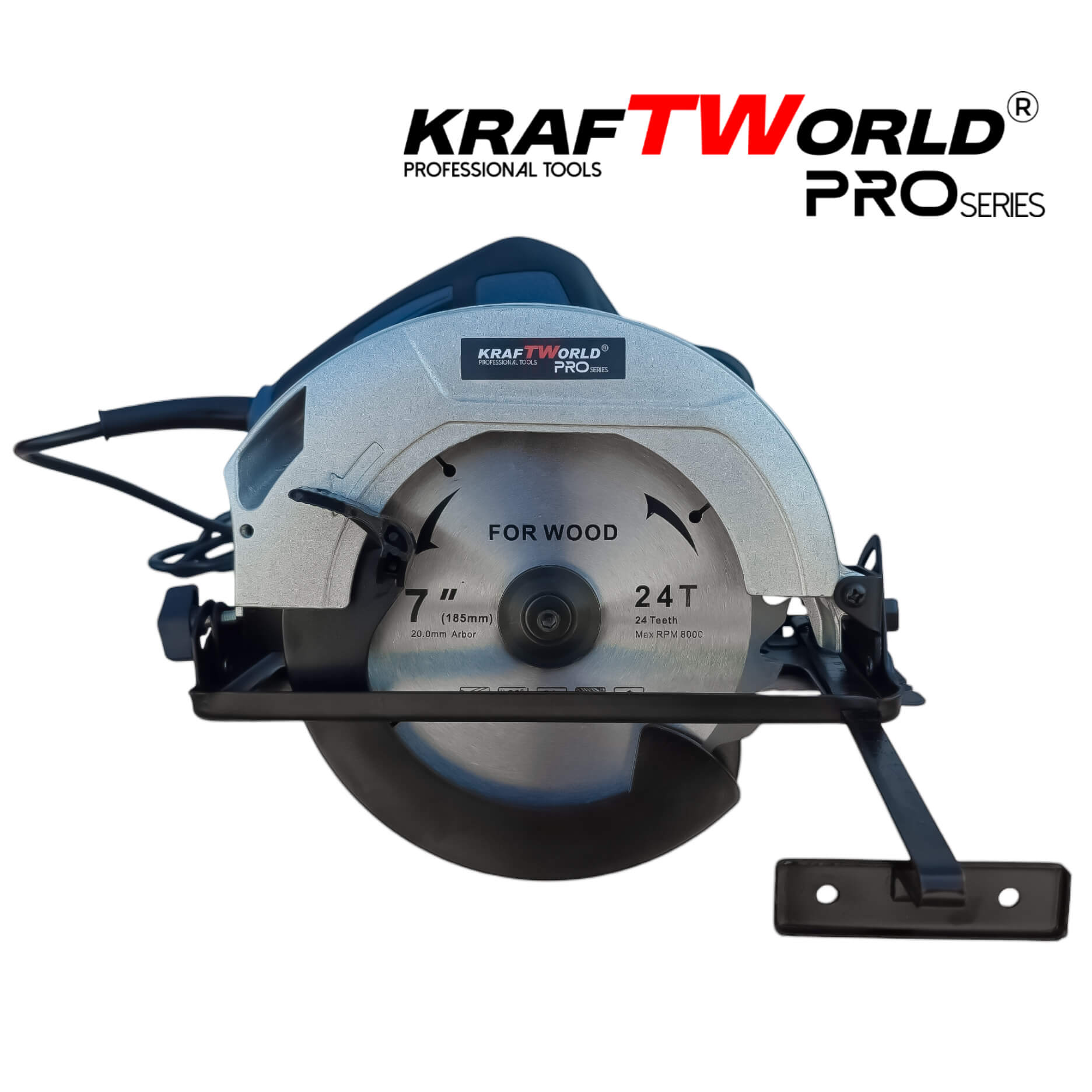 Ръчен Циркуляр за дърво KraftWorld PRO 1600W,диск 190mm, регулируем ъгъл 45°