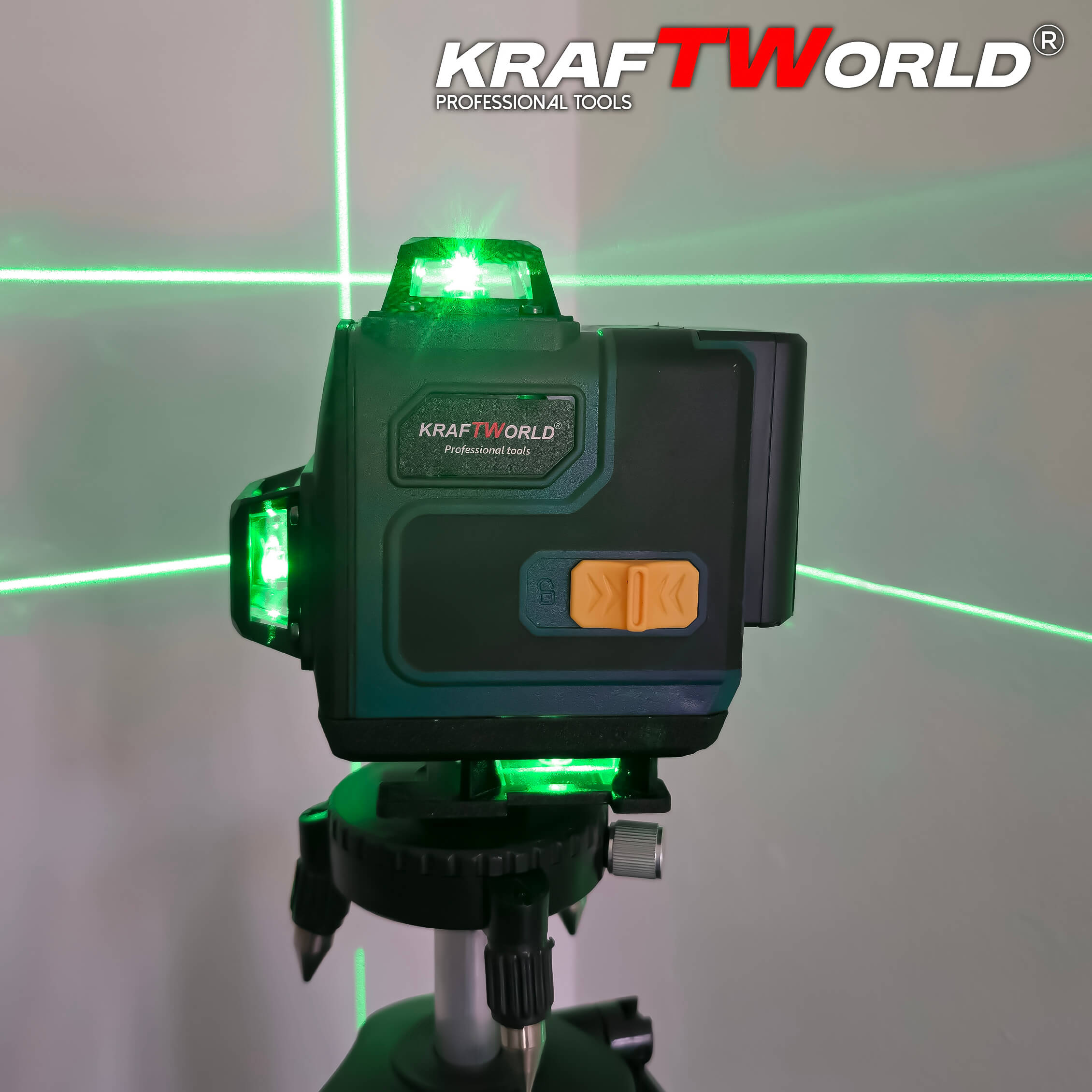 Кraftworld лазерен нивелир с 16 линии, тъч управление и тринога за професионално нивелиране