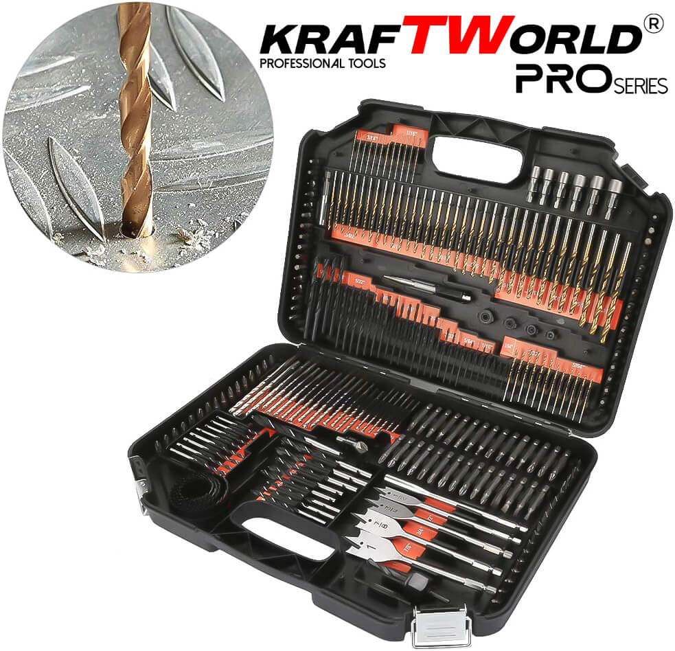 Комплект битове и свредла KratWorld 246 части / бургии в куфар