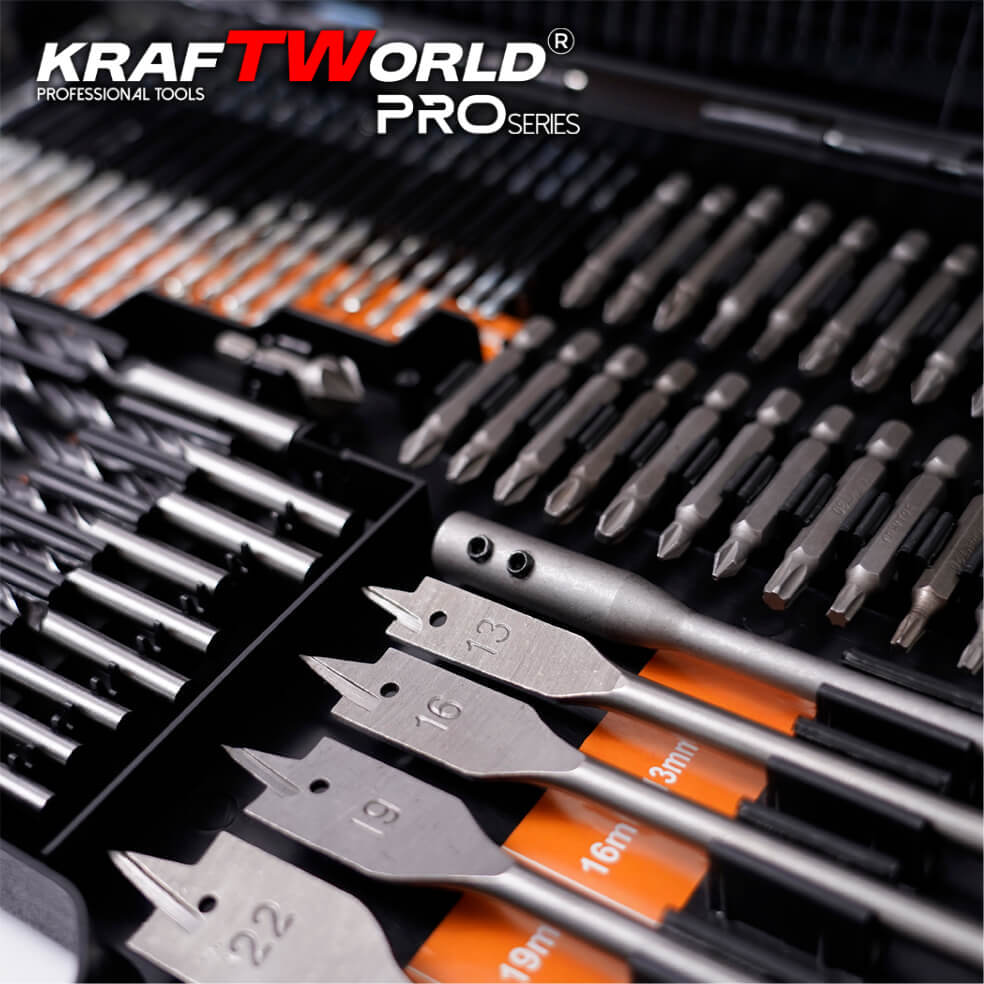 Комплект битове и свредла KratWorld 246 части / бургии в куфар