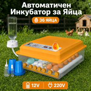 Автоматичен инкубатор за 36 яйца с овоскоп и контрол на влажността