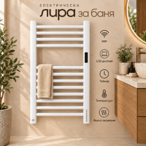 Електрическа лира за кърпи 85 см, 500W, Wi-Fi, сензорен дисплей и регулируема температура