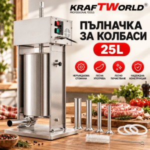 Професионална електрическа пълначка KraftWorld 25 литра с 4 фунии
