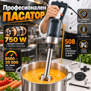 Индустриален ръчен пасатор 750 W, 508 мм, с регулируеми обороти